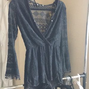 Sheer Black Short Romper